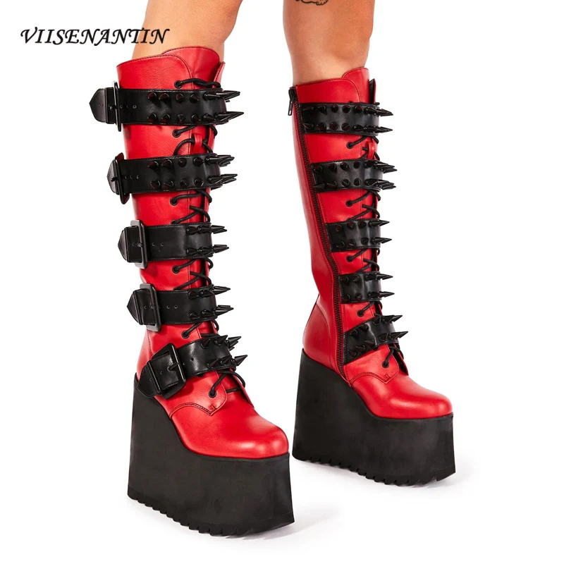 

Персонализированные Женские Сапоги выше колена на высоком каблуке с ремешком через плечо и боковой молнией, высокие ботинки с круглым носк...