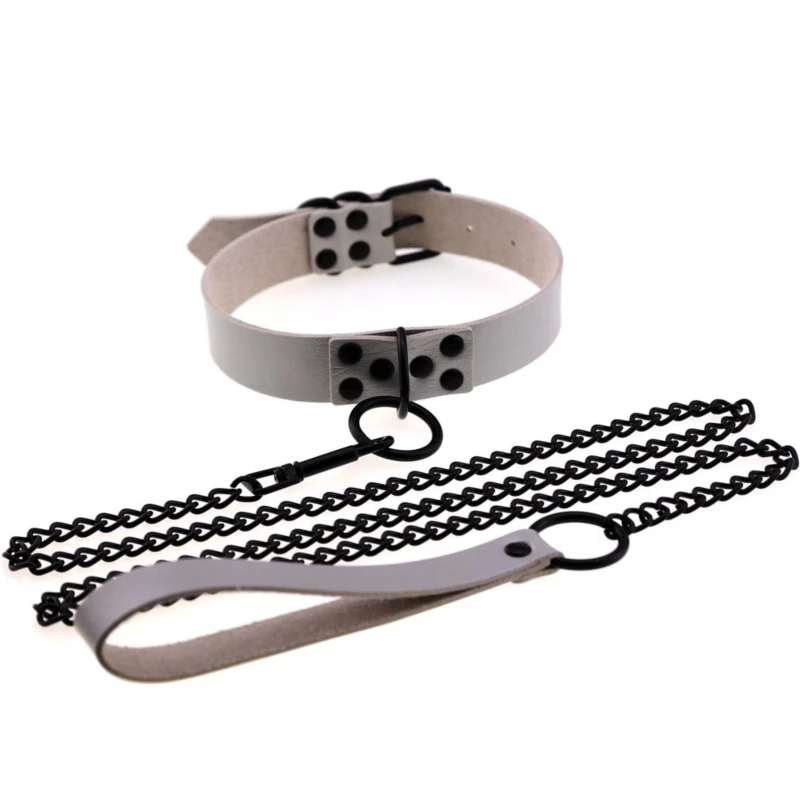 

Women Sexy PU Leather Slave Collar Traction Rope Bondage Necklace Ladies Punk Gothic Leash Collar Erotic Accessories
