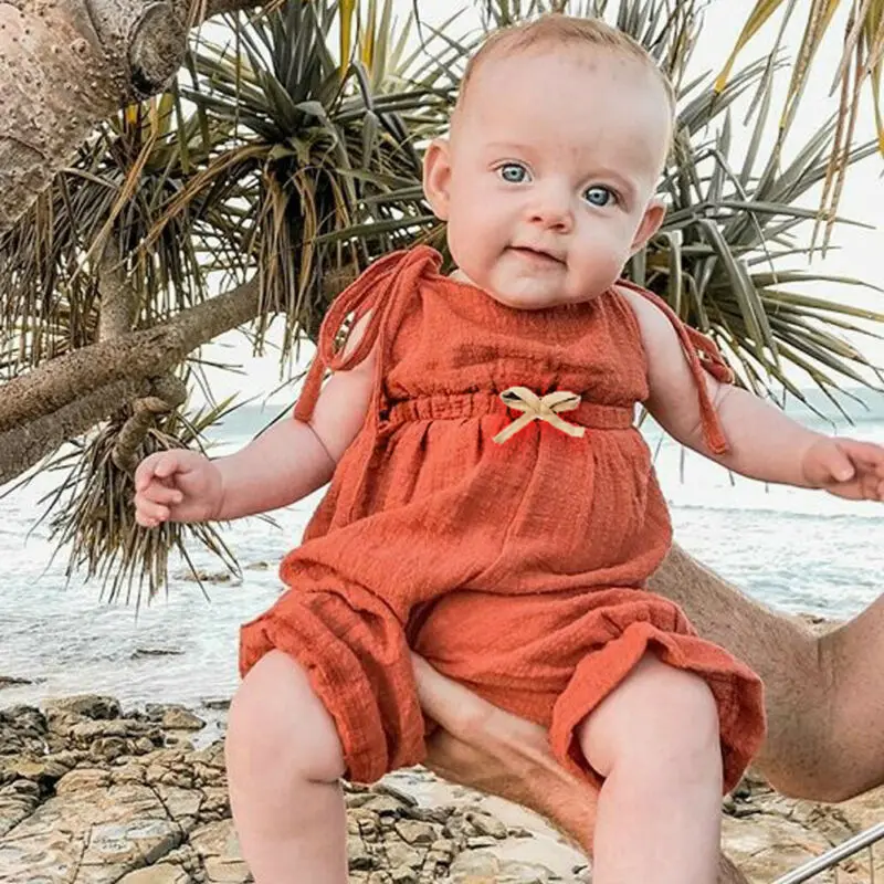 Imcute/брендовая одежда для новорожденных девочек детский комбинезон без рукавов