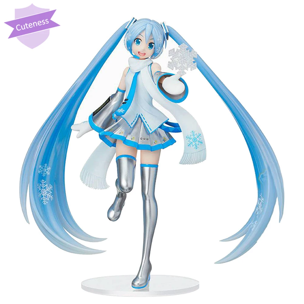 

Original SEGA Doll Figure MIKU SNOW Ver. Anime Figure Kawaii Room Deco Model Doll Colletible Toys Height 22CM Including Base