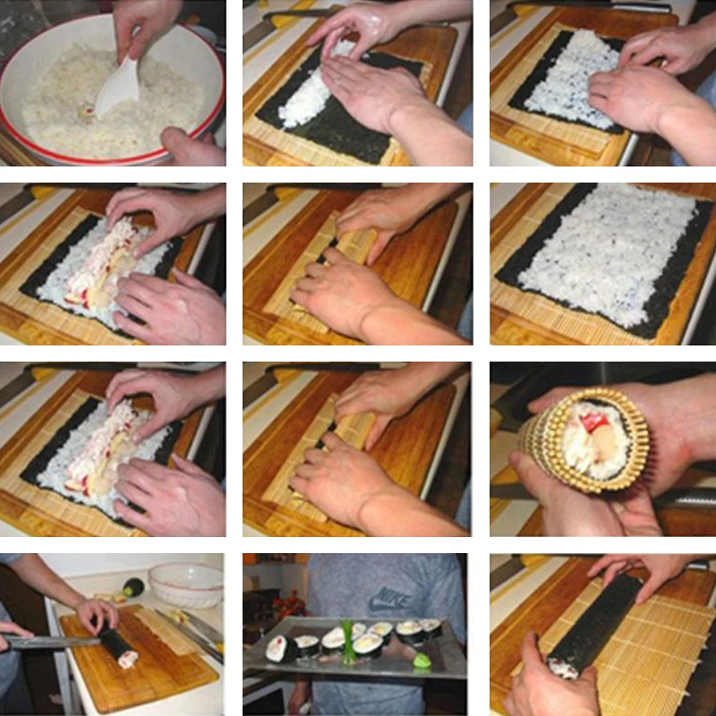 Японский прокатный ролик для суши бамбуковый DIY Коврик Рисовый ручной