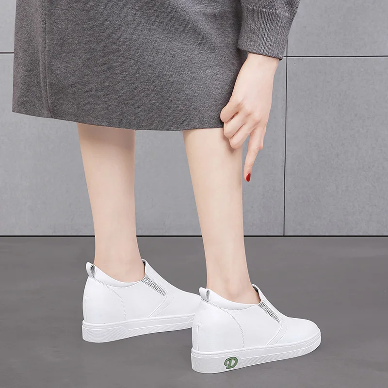 

2021 Autumn New Simple Set Foot Casual Shoes Round Toe Increase Low-Top Shoes