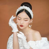 handmade bridal beadband pearl tassels french satin retro headdress photo modeling wedding photo studio photo accessories