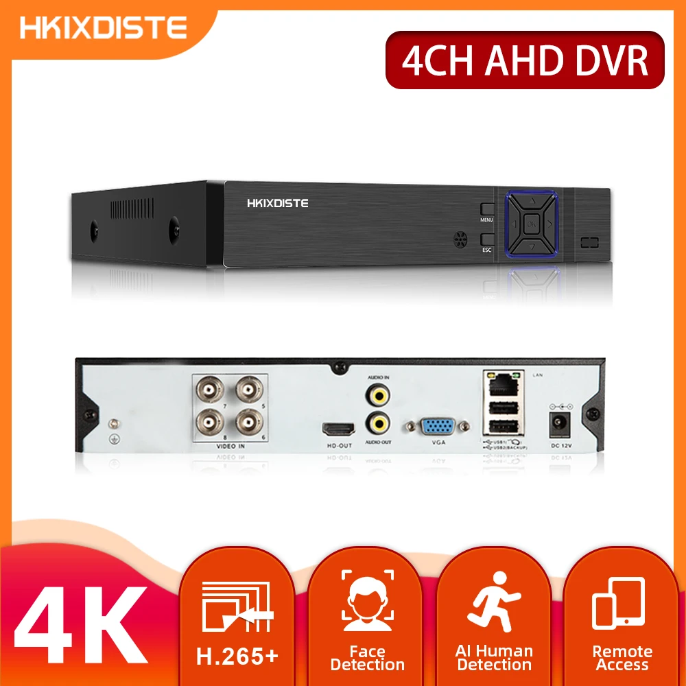 

HKIXDISTE 4CH 8CH 8MP 4K H.265+ Xmeye 6 in 1 XVI TVI CVI NVR AHD CCTV DVR Simulation AI Human Detect Surveillance Video Recorder