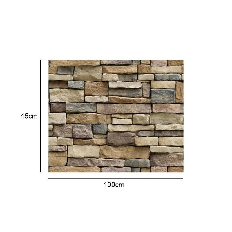

Home Decor 3D PVC Wood Grain Wall Stickers Paper Brick Room Self-adhesive Home Decor Stone Sticker Wallpaper Effect Rustic B5L3