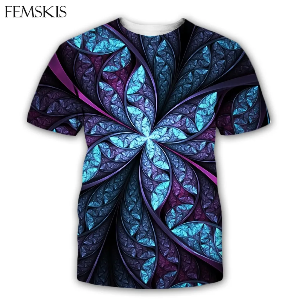 FEMSKIS мужская и женская футболка модная Psychedelic Art Graphics 3D принт рубашка летняя