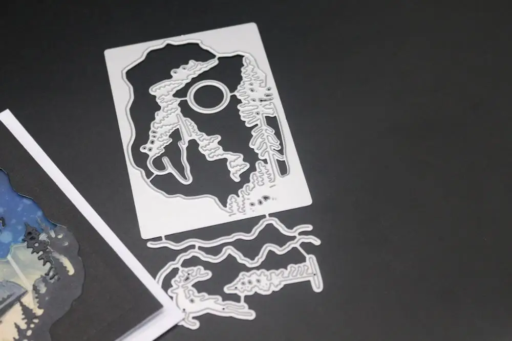 Резные штампы олень серебряный дом углеродная сталь Скрапбукинг для бумага