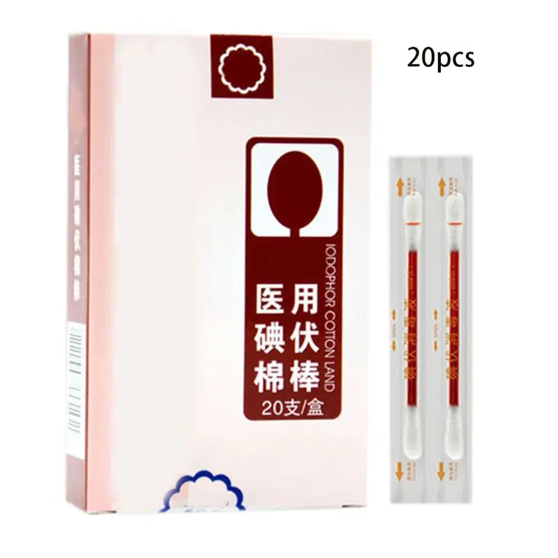 

20 шт., одноразовые аварийные ватные палочки Iodophor