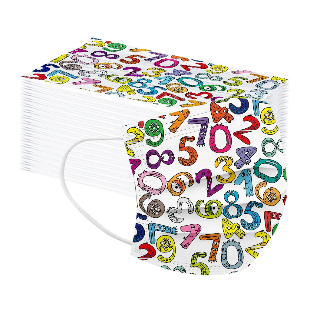 

50 шт., одноразовые трехслойные маски для лица для детей