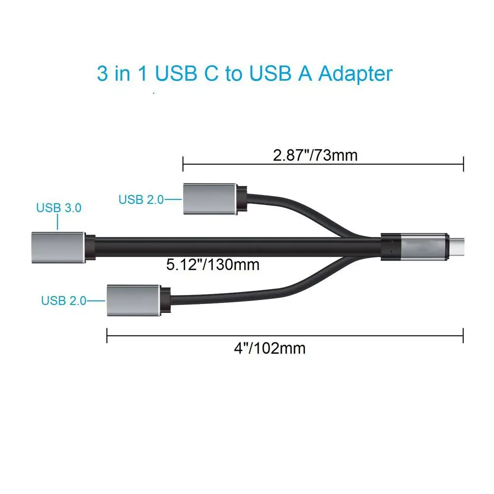 3 в 1 Тип usb с разъемами типа C и USB A Адаптер Hub 3-Порты разъёмы OTG концентратор 2xusb 2 0 +