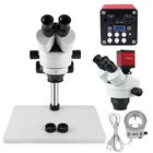 Мультифокальный Тринокулярный стереомикроскоп 7X 45X, HDMI VGA Lab, промышленная камера, кольцевая подсветка, инструменты для ремонта