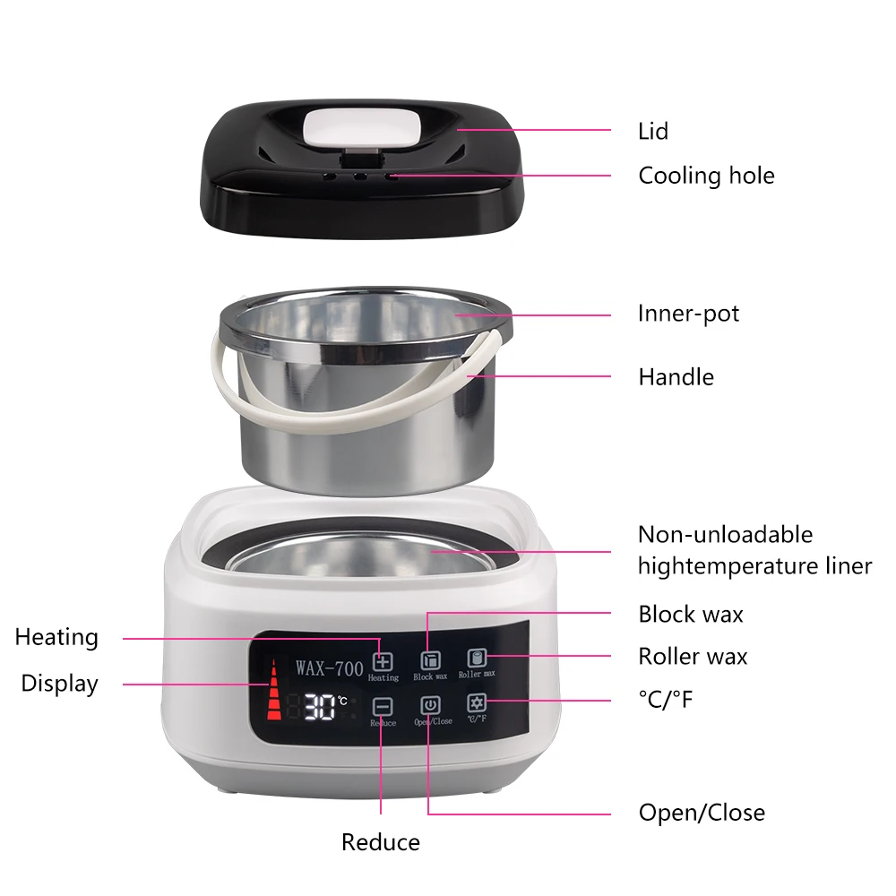Аппарат для нагрева воска парафин 200 г без полосок 10 деревянных палочек | Красота
