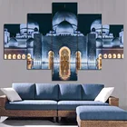 5 панелей, изображения мусульманской мечети, пейзаж, мусульманские плакаты, настенное искусство, домашний декор, холст, HD принты, картины, украшение гостиной