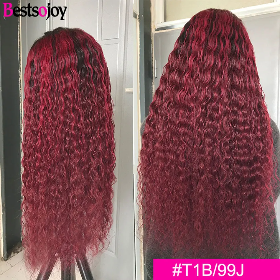 Bestsojoy "-26" 613 блонд вьющиеся фронтальные парики Омбре цветные бордовые Имбирные кружевные передние человеческие волосы парики remy волосы для женщин
