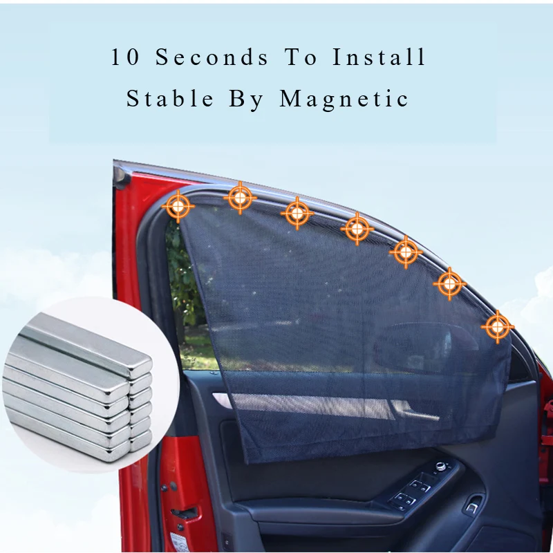 2 Pcs Magnetic Car Back Side Front Window Sunshade Cover For 99% Model Mesh Curtains Shade Sun Protector |
