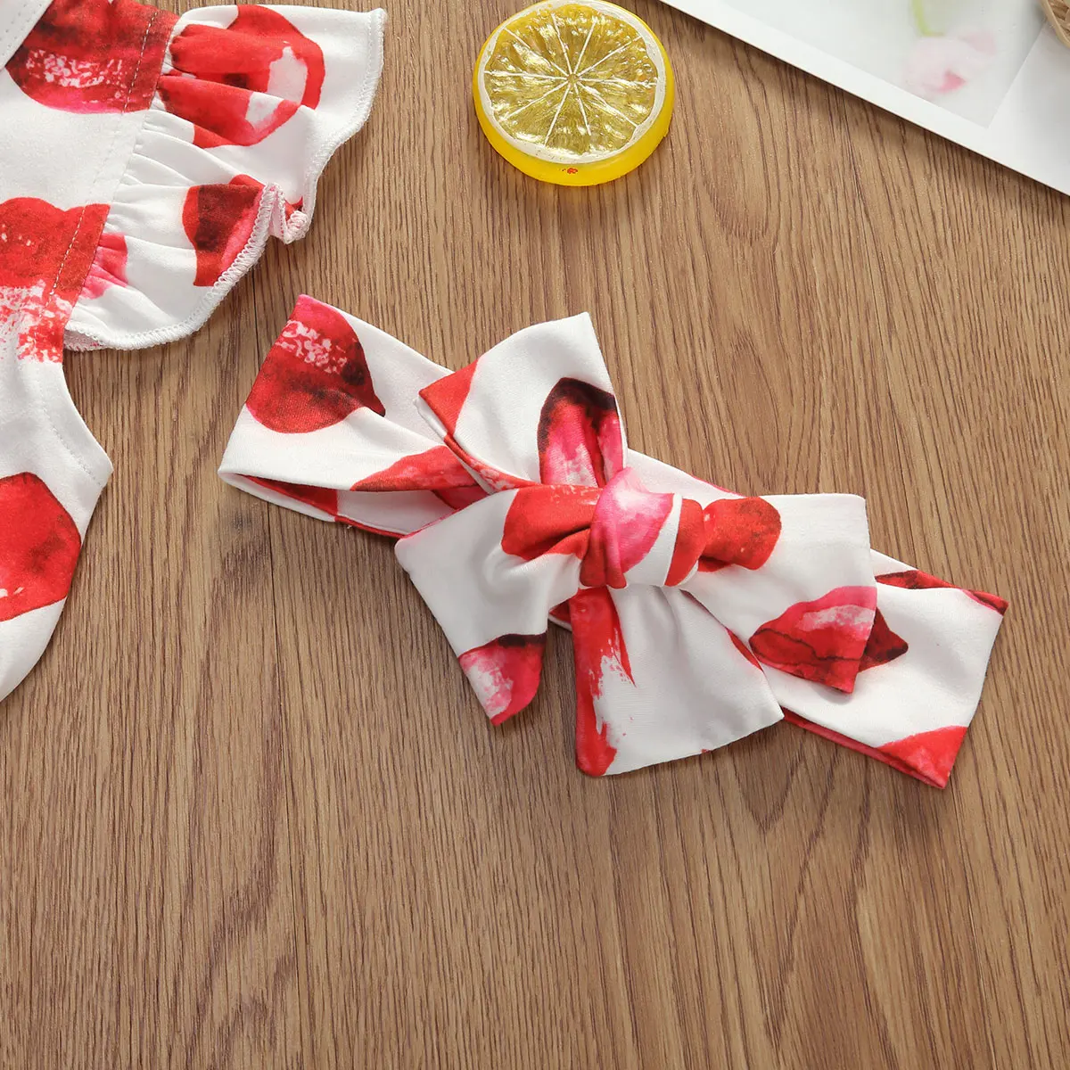 Комплект одежды для новорожденных девочек из 3 предметов топ с принтом губ