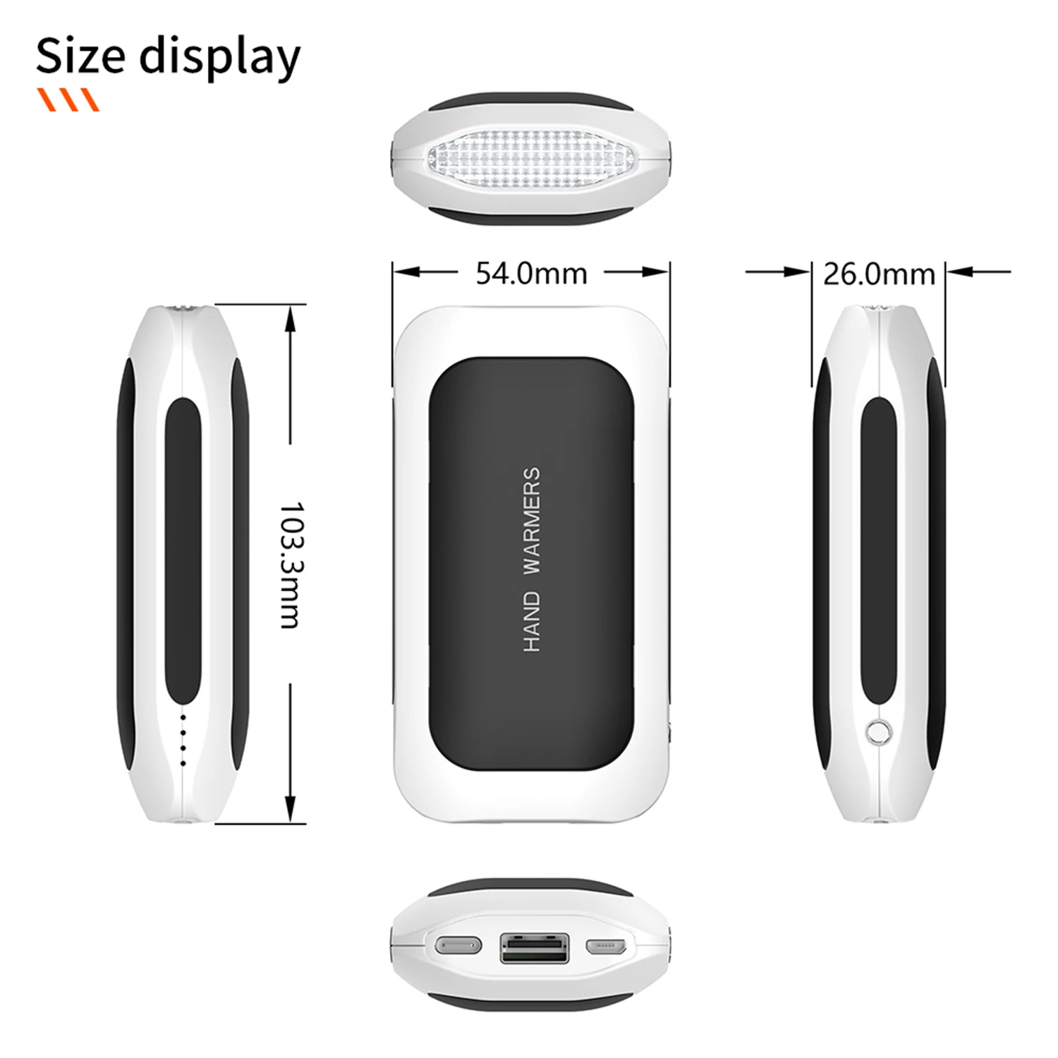 

5200mAh Portable Power Bank Rechargeable Hand Warmer Double Sided Electric Hand Warmer Phone Charger for Outdoor Advanture Load