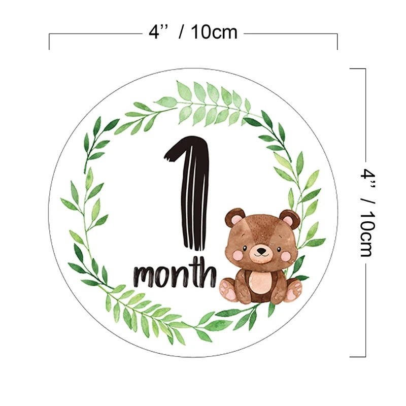 

12 Pcs/Set Newborn Milestone Memorial Month Stickers Floral Baby Monthly Stickers Photography Commemorative Card Number Photo