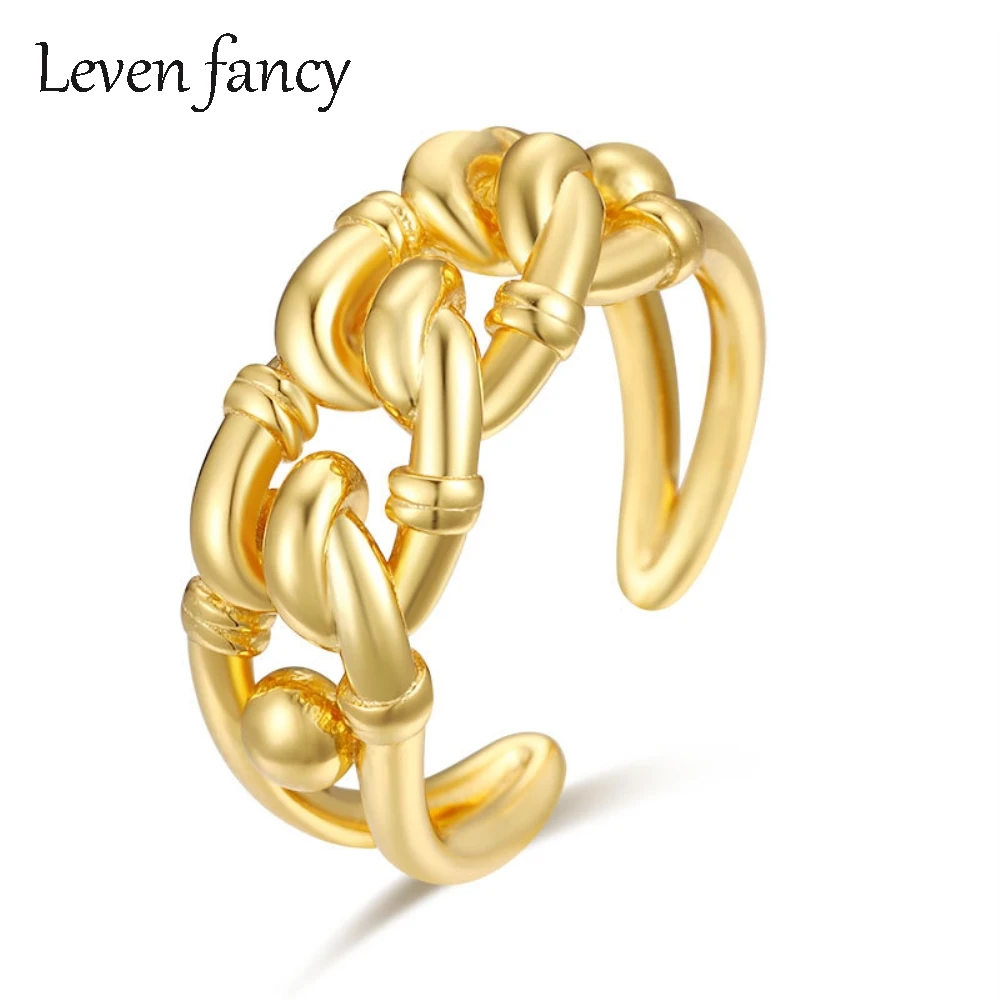 

925 Sterling Silver 18K Yellow Gold Free Size Open Twisted Knot Designer Fashion Brand Womens Vintage Valentine Love Gifts Rings