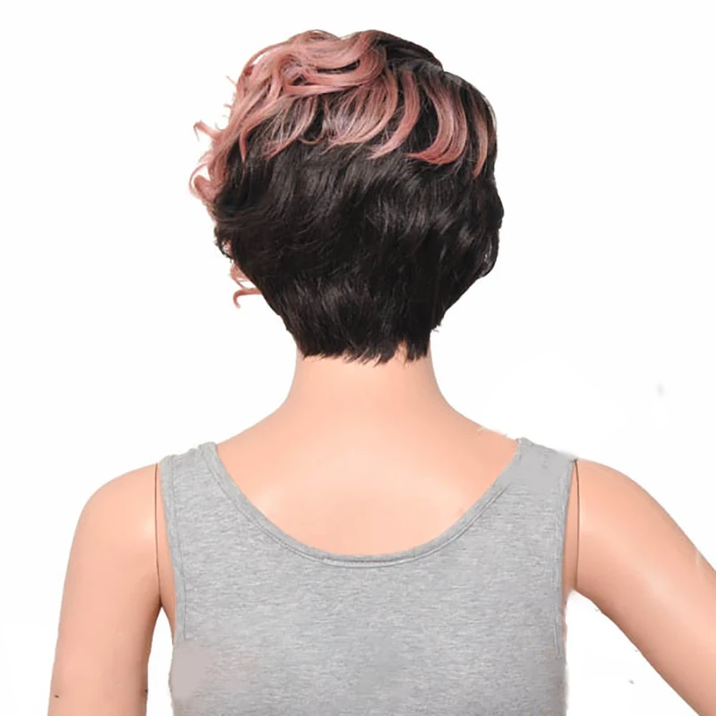 HAIRJOY женский специальный смешанный цвет боковая часть короткий кудрявый синтетический парик для волос