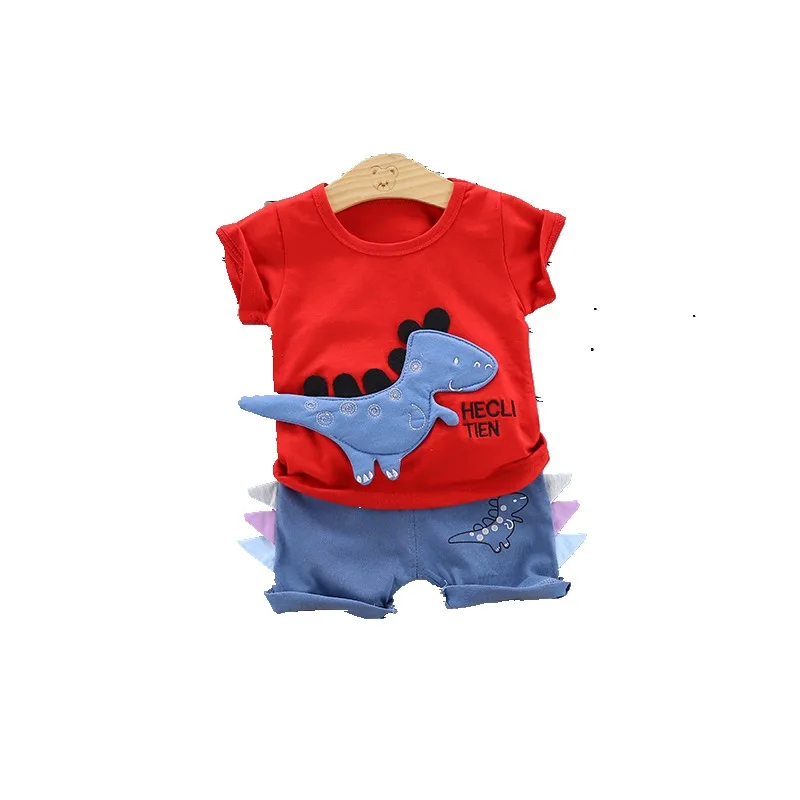 

2021 Summer New Hot Cute Dinosaur Cartoon T-shirts+Shorts Baby Boys Girls Clothing Set 2Pcs Fashion Baby Boy Girls Clothes Gifts
