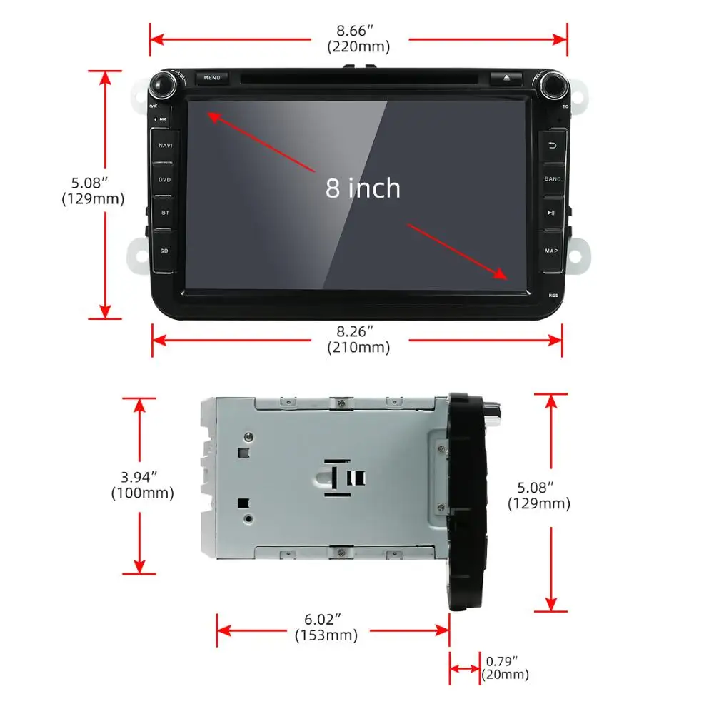 Андроид 10 8 &quot2 din автомобильный DVD GPS 3G/4G радио стерео проигрыватель SWC для Volkswagen VW