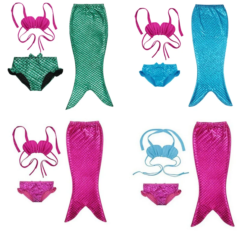 Новый комплект одежды из 3 предметов для маленьких девочек с русалочьим хвостом бикини Детский купальник