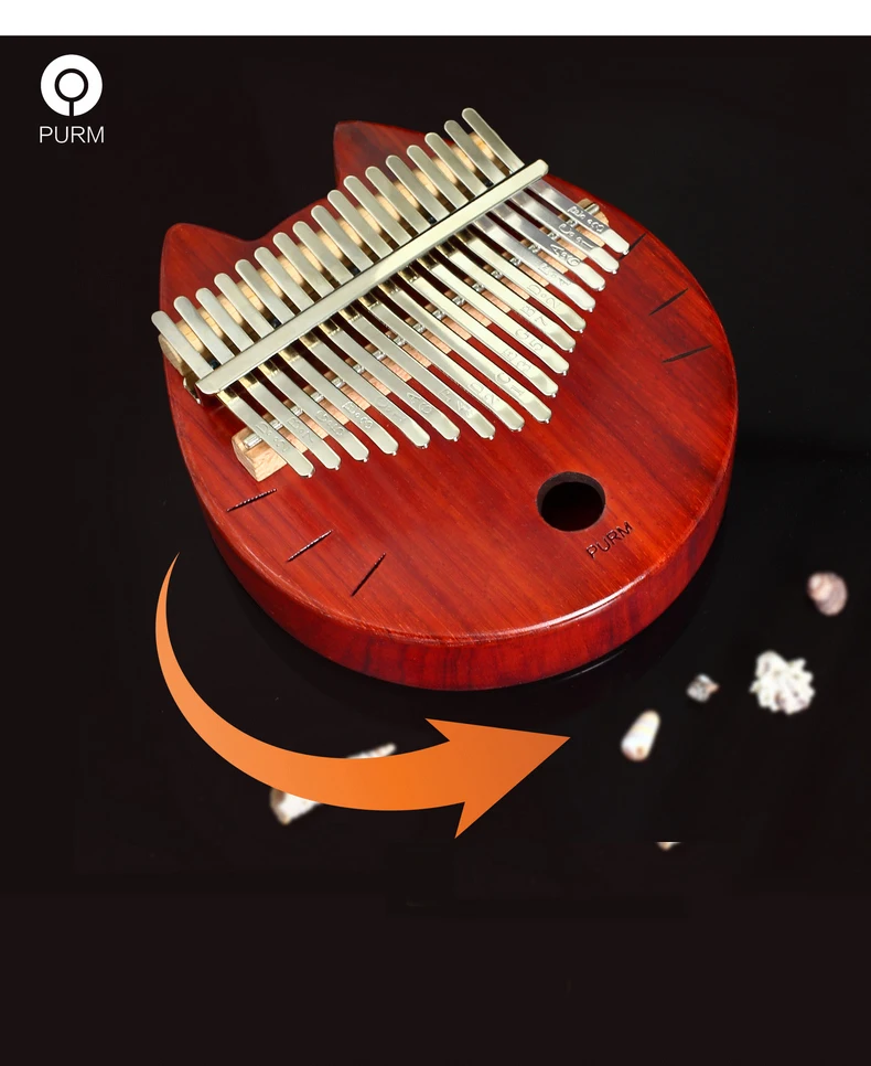 PURM 17 teclas Kalimba africano sólido caoba dedo pulgar Piano Sanza de madera maciza mbra | Спорт и развлечения