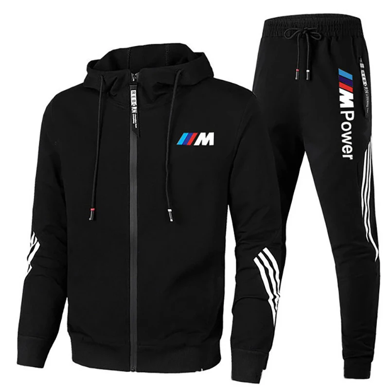 

BMW M-Men's Casual Sportswear Hoodie Zipper Thin Spring Suit and Jogging Fitness Three-piece T-shirt New 2021