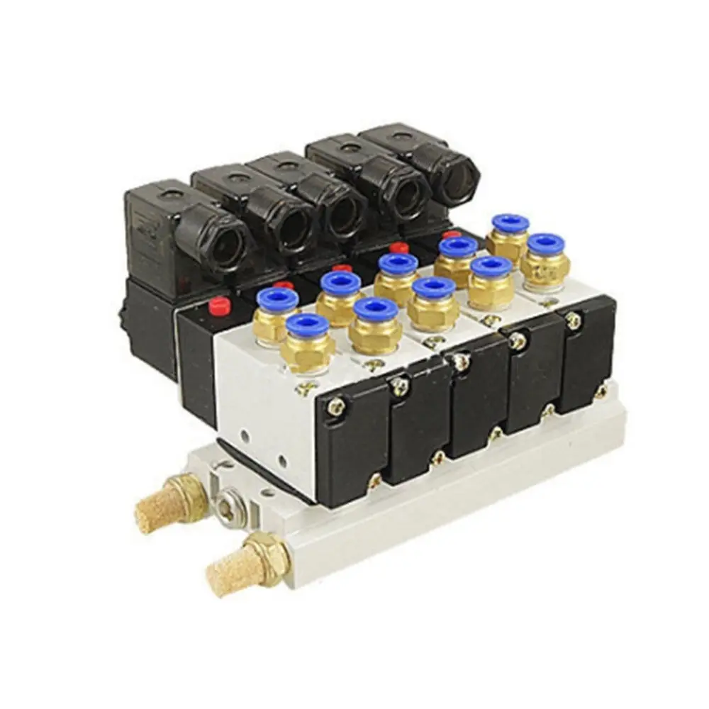 

110VAC 4V210-08 Solenoid Valve Quick Fitting 2 Position 5 w Base Muffler