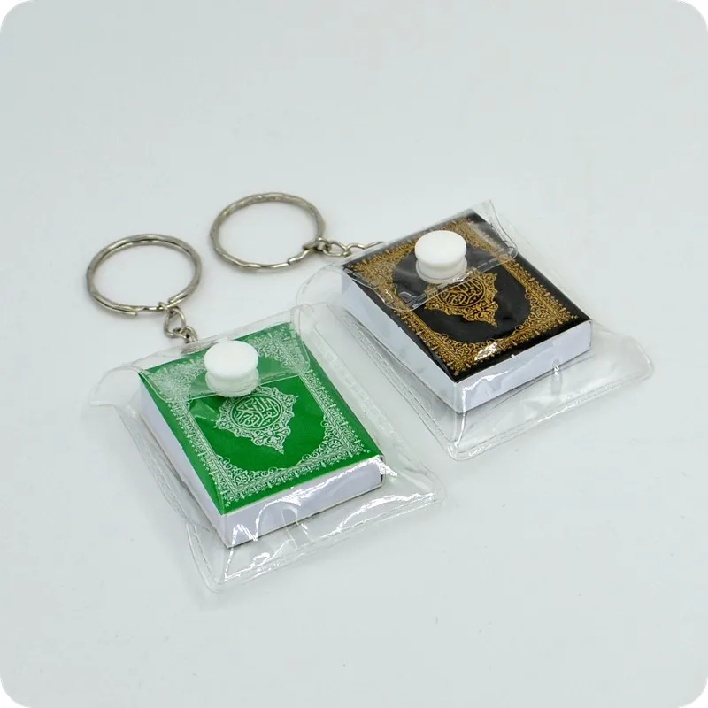 

50PCS Mini Arabic language Koran Quran Islam Muslim ALLAH real paper can read Pendant Key Chains Fashion Religious jewelry