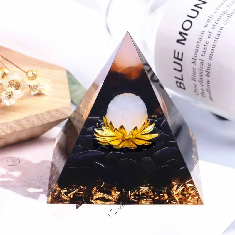 

Пирамида Orgone из эпоксидной смолы, аметист, лотос, душевная медитация, фэн-шуй, Декор, подарок, пирамида оргонита