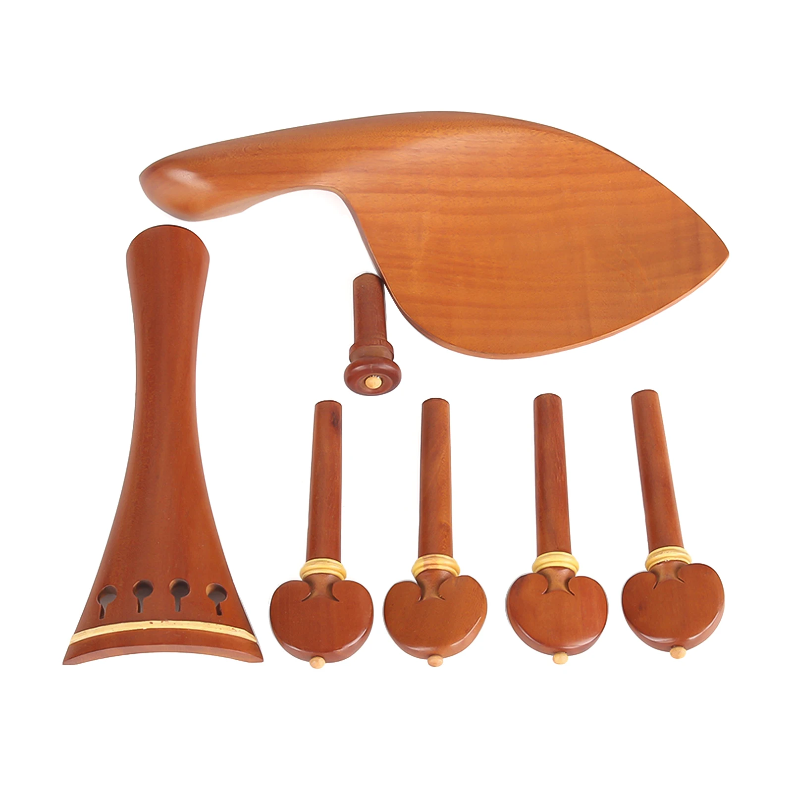 

7-Piece Jujube Wood Violin Parts Set Includes 1 Tailpiece 1 Chin Rest 1 Endpin 4 Tuning Pegs Accessories for 4/4 Violin