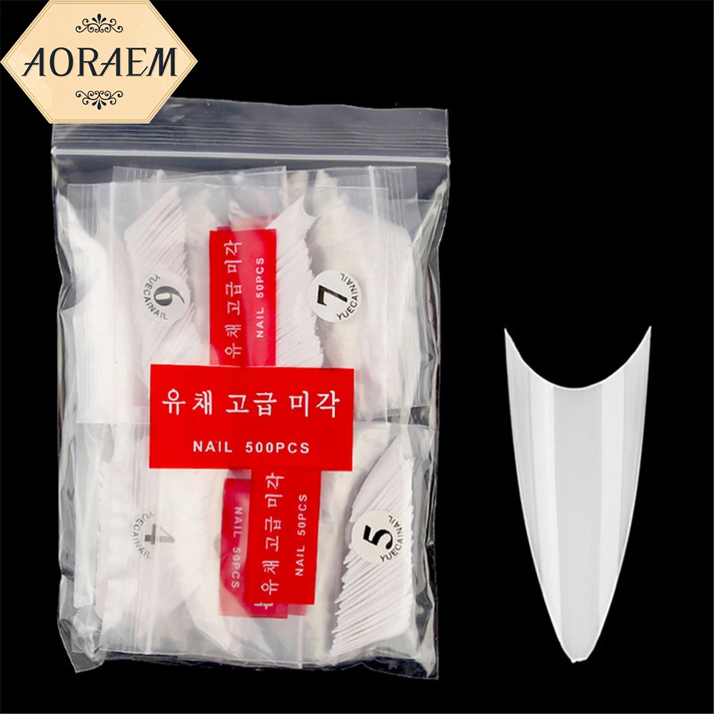 

AORAEM Pointed Nail Tips For Extension 500Pcs/Bag Stiletto Artificial Finger Nails DIY False Nail Art Salon Supply Nails Design