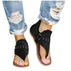 Сандалии женские, на плоской подошве, с пряжкой, на молнии