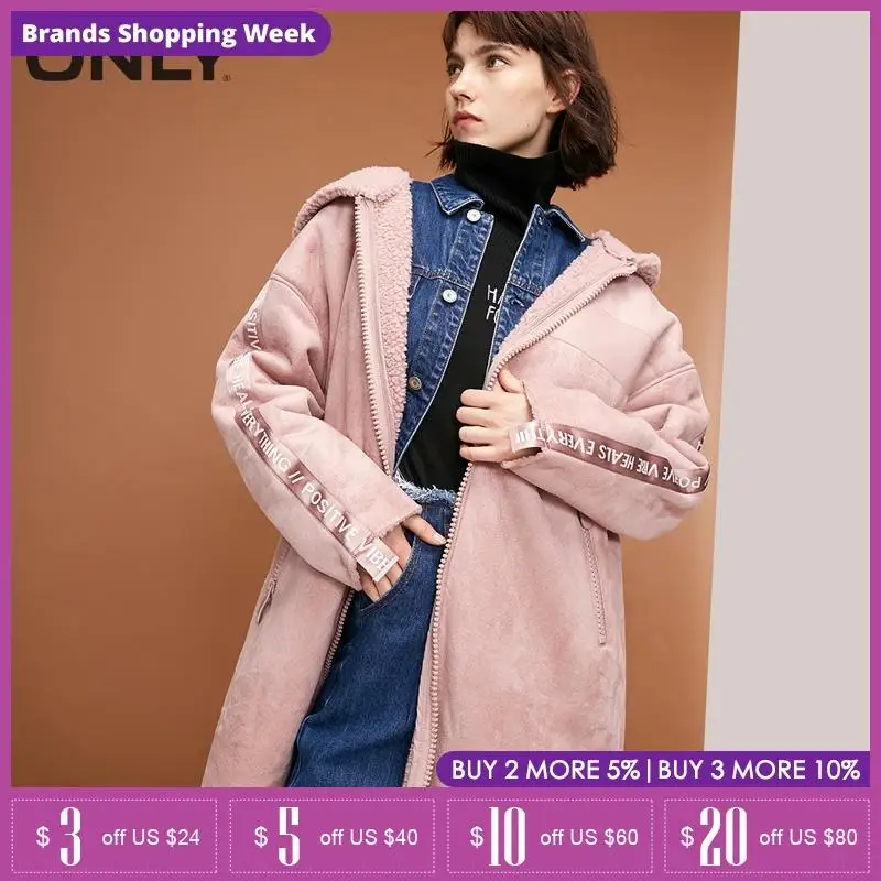 Только зимнее Длинное свободное хлопковое пальто из замши с капюшоном |