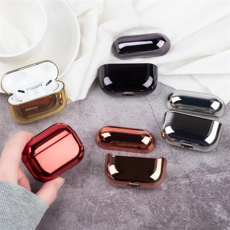 

Earphone Cover For Apple AirPods Pro 2 1 Case AirPods Protection Air Pods 3 Black Gold Glossy Plating Hard PC Accessories