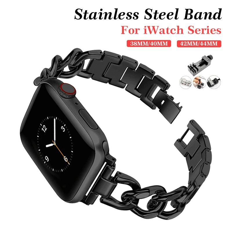 Ремешок из нержавеющей стали для Apple Watch Starp 6 SE 5 4 40 мм 44 браслет Iwatch Series 3 2 1 38 42