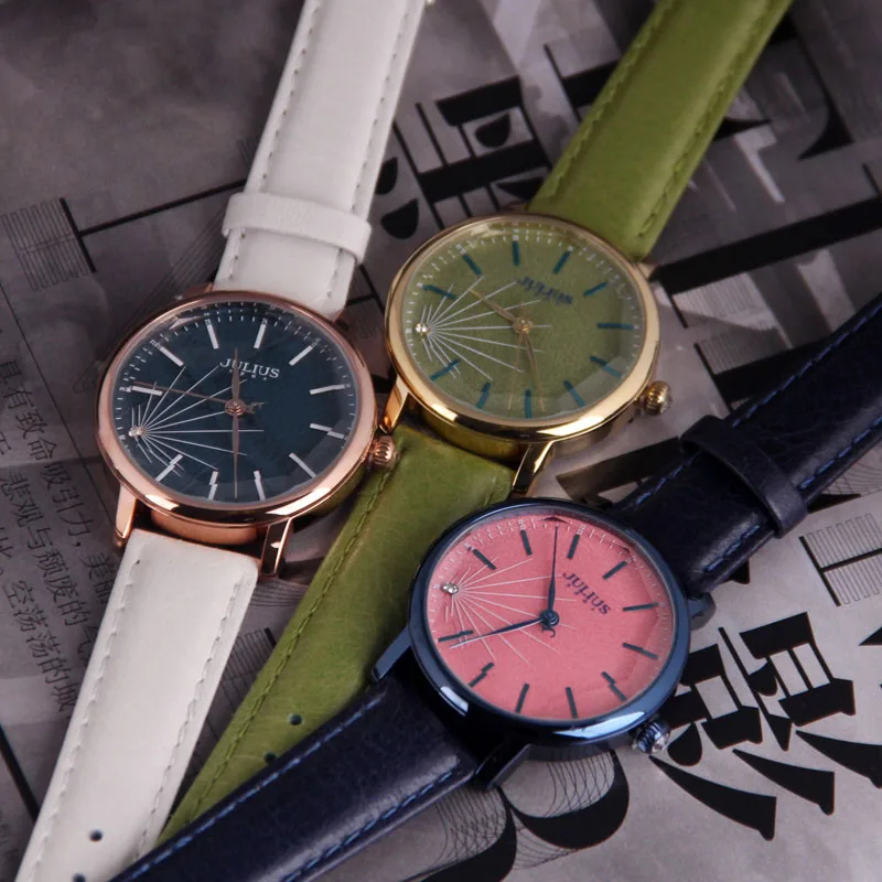 

New Women Trendy Hour Dress Hot Fashion Casual Quartz Round Watch Leather Band Steel Good Gift Wristwatch Luxury Ladies Red Time