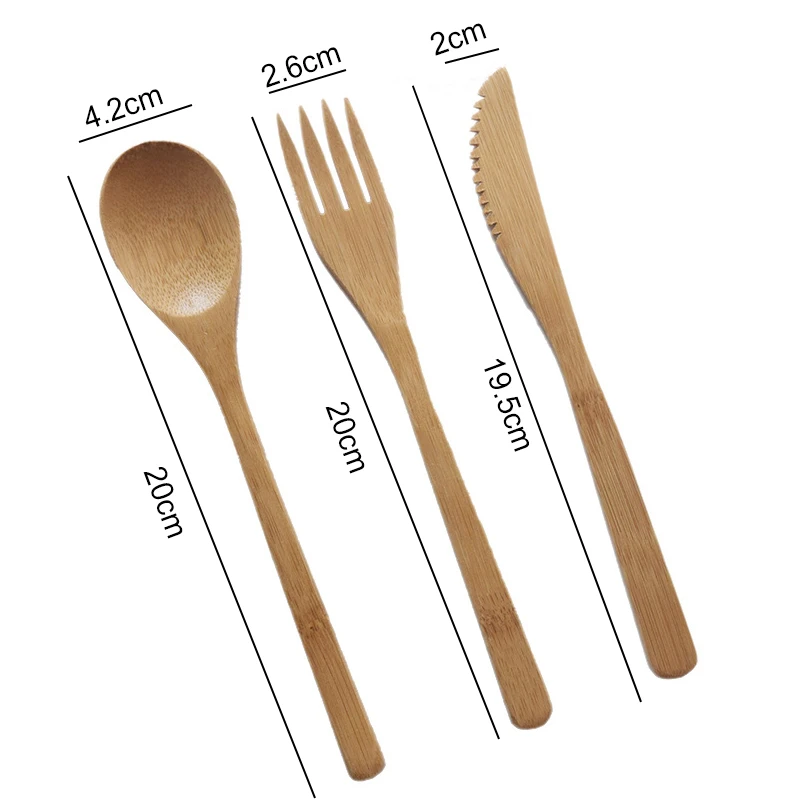Wooden Cutlery Set Chopsticks Butter Knife Dessert Spoon Dinner Fork Tea Ice Tableware 4YANG | Дом и сад
