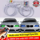 Для BMW E46 325i 325xi 330i 330xi с HID фарами 1999-2005 16 цветов RGB ангельские глазки светодиодсветодиодный Halo кольца RF Беспроводное управление DRL