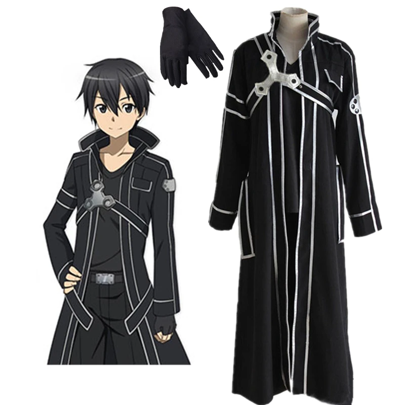 Костюм для косплея аниме киригая из Kazuto искусство меча онлайн парики и сапоги