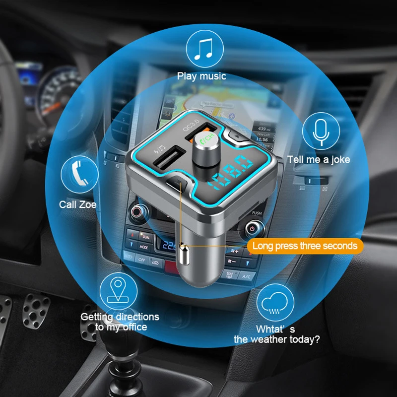 VR robot Bluetooth V5.0 FM передатчик модулятор 6 цветов светодиодный Автомобильный MP3 аудио