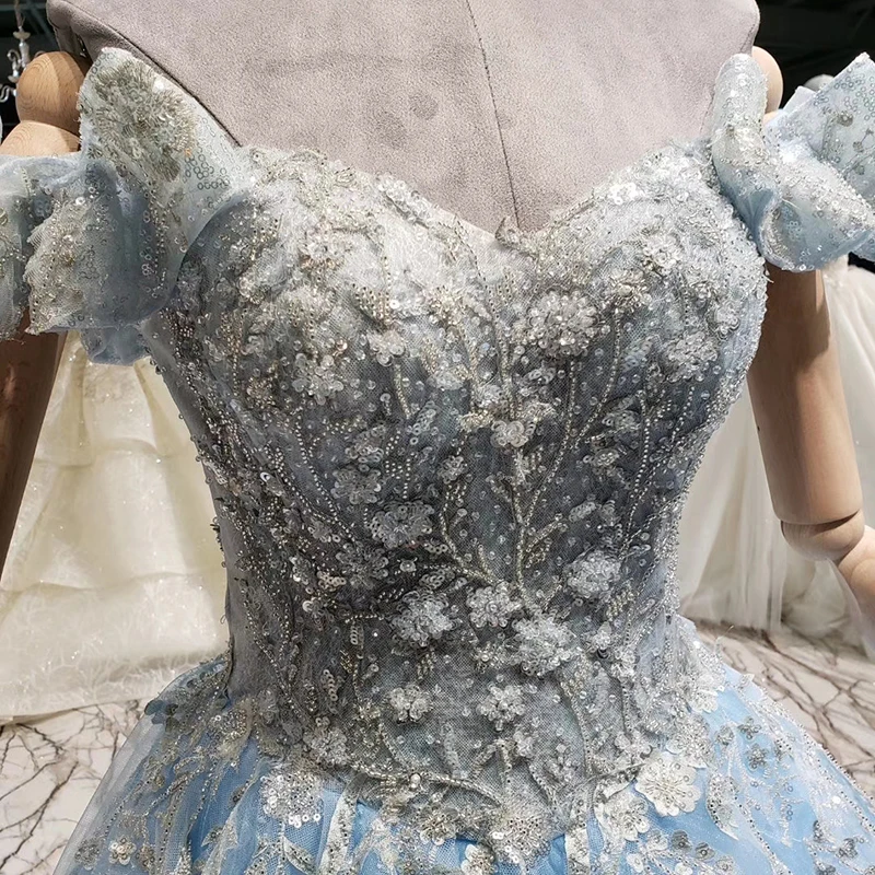 HTL1138 светло-голубые Красивые праздвечерние чные платья для девочек недорогое