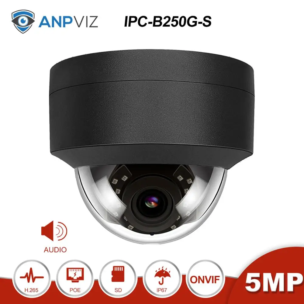Anpviz(Hikvision совместимый) 5MP POE ip-камера для внутренней/наружной безопасности H.265 IP66 ночного видения видеонаблюдения IPC-D250G-S