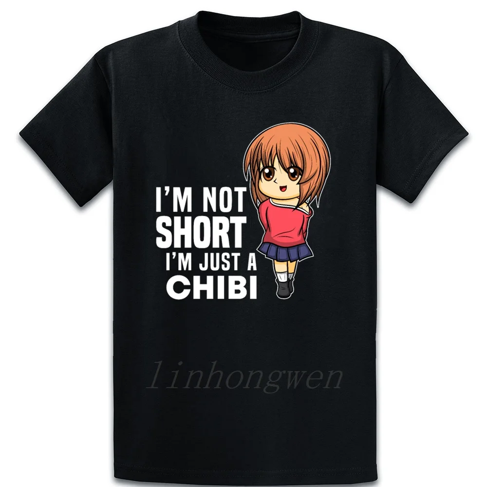 I Not Short Im Just Chibi аниме Kawaii Otaku футболка крутая интересная с круглым вырезом дизайн