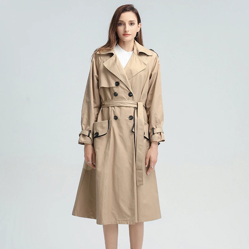

SISPELL Casual Women's Windbreaker Jacket Lapel Collar Long Sleeve High Waist With Belt For Female Coats Autumn Fashion New Tide