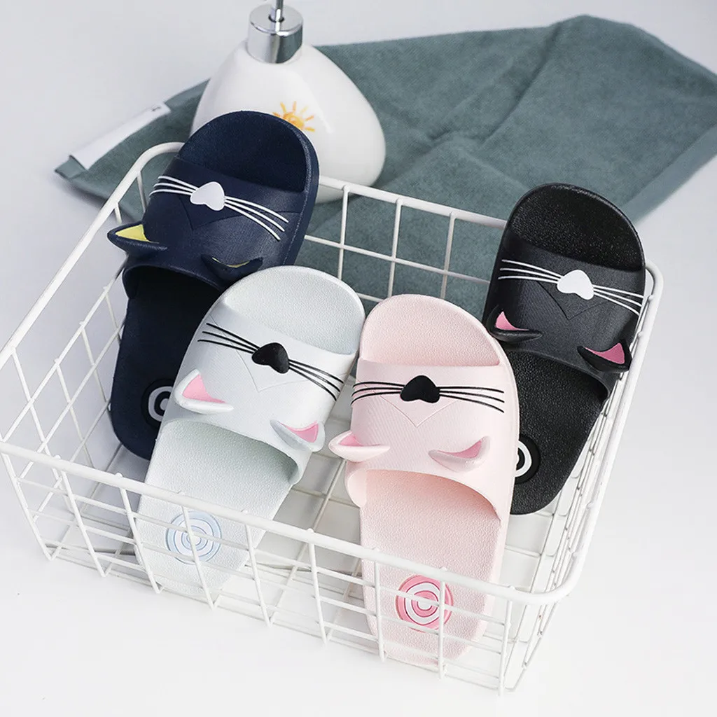 Тапочки детские домашние с мультяшным котом пляжные шлепанцы для всей семьи| |