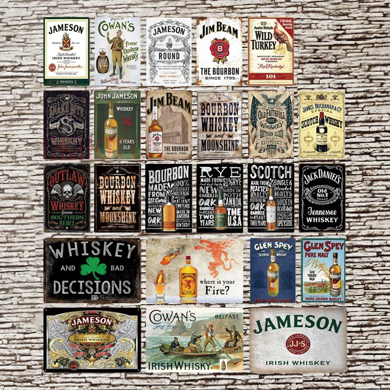 

Vintage Whiskey Metal Tin Sign Plaque Wall Decor for Bar Pub Club Man Cave Retro Shabby Chic Iron Poster House Decoration