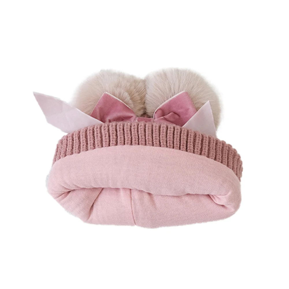 

Baby Hats Double Pompom Hats Winter Knitted Kids Baby Girl Hat Warm Thicker Children Infant Beanie Cap Bonnet Casquette Enfant